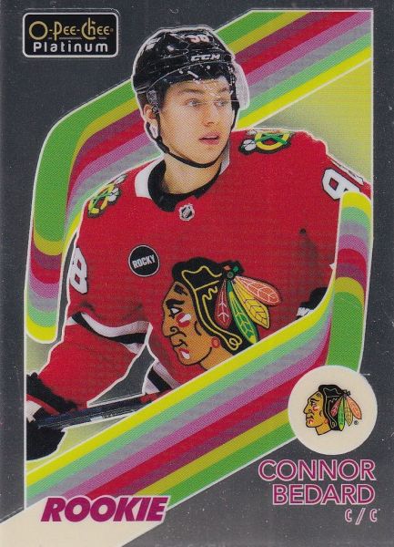 insert RC karta CONNOR BEDARD 23-24 OPC Platinum Retro Rookie číslo R-100